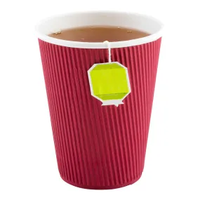 12 oz Crimson Paper Coffee Cup - Ripple Wall - 3 1/2" x 3 1/2" x 4 1/4" - 25 count box