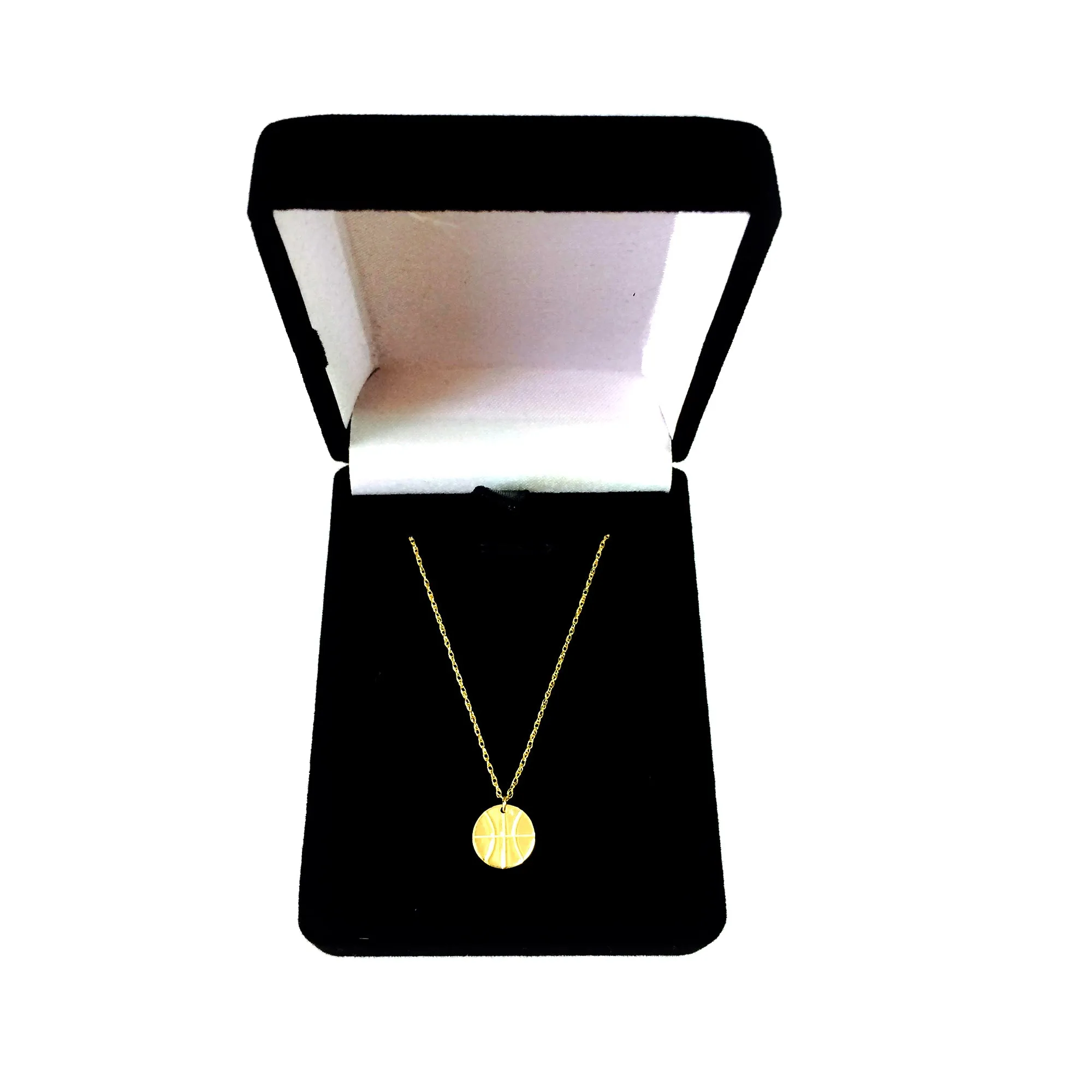 14K Yellow Gold Mini Basketball Pendant Necklace, 16" To 18" Adjustable