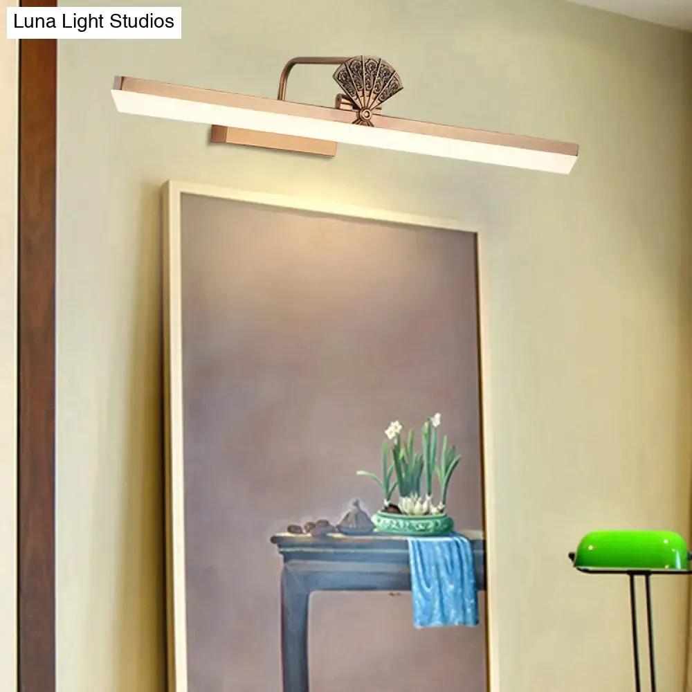 17"/23" Traditional Brass LED Vanity Wall Light - Elongated Bathroom Sconce Lamp, White/Warm Light