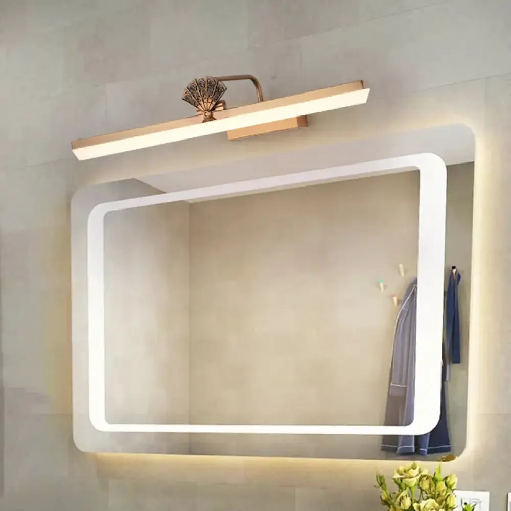 17"/23" Traditional Brass LED Vanity Wall Light - Elongated Bathroom Sconce Lamp, White/Warm Light