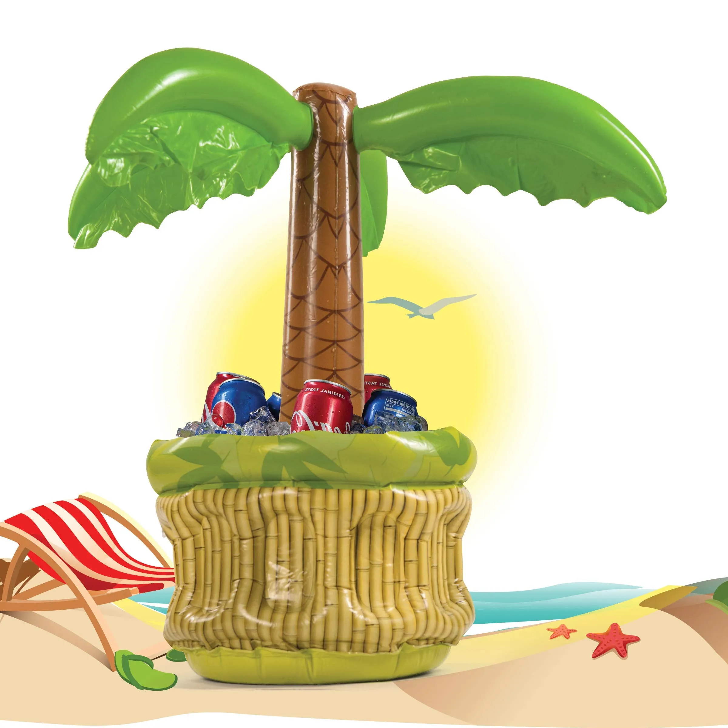 2 Pack Large 26" Inflatable Palmtree Cooler, Floating Drink Cooler for Parties, 2in1 Pool