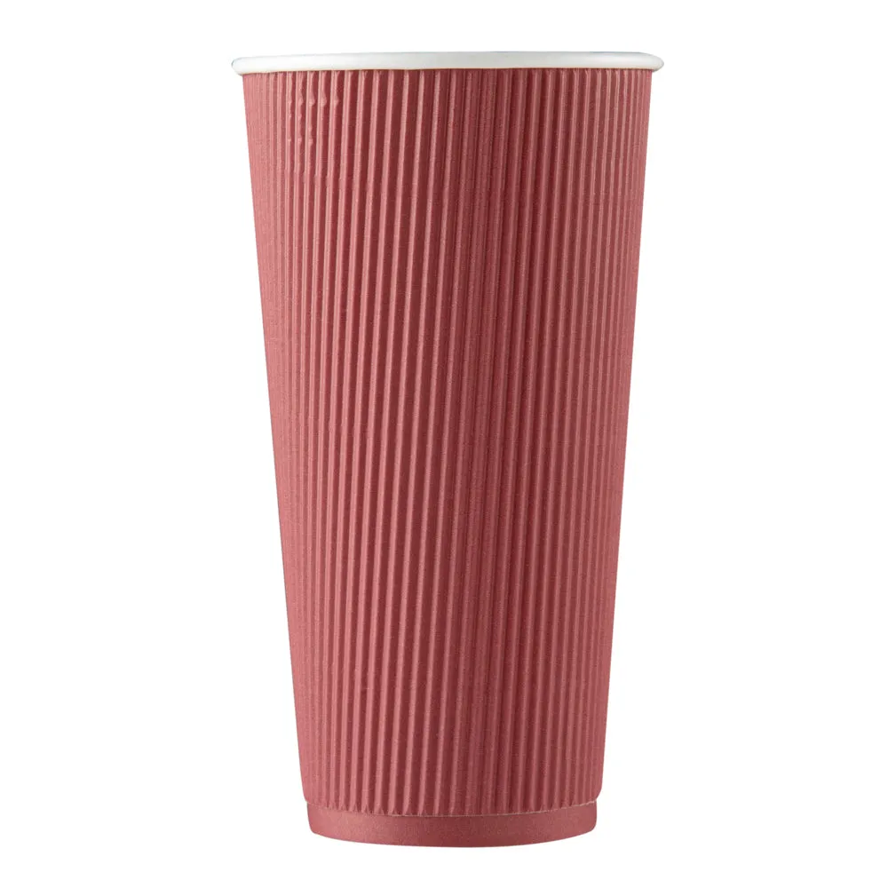 20 oz Crimson Paper Coffee Cup - Ripple Wall - 3 1/2" x 3 1/2" x 6 1/4" - 250 count box