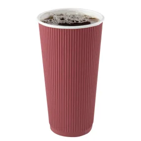 20 oz Crimson Paper Coffee Cup - Ripple Wall - 3 1/2" x 3 1/2" x 6 1/4" - 250 count box