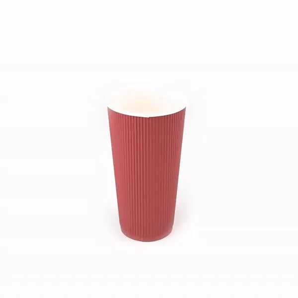 20 oz Crimson Paper Coffee Cup - Ripple Wall - 3 1/2" x 3 1/2" x 6 1/4" - 250 count box