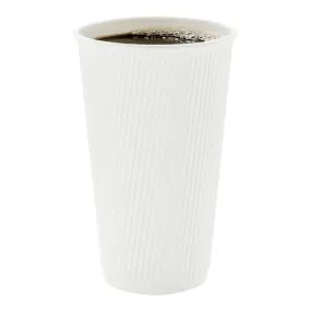 20 oz White Paper Coffee Cup - Ripple Wall - 3 1/2" x 3 1/2" x 6 1/4" - 10 count box