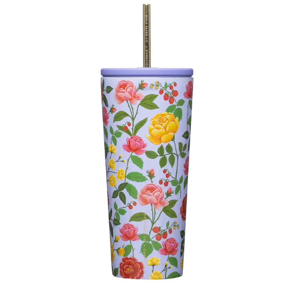 24oz Rifle Paper Cold Cup - Roses Purple