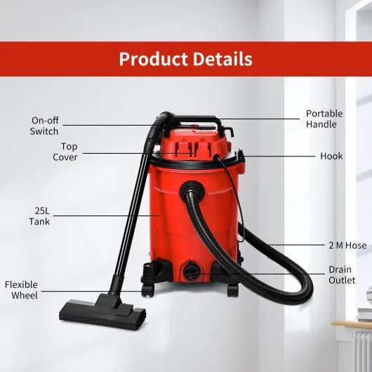 3 in 1 6.6 Gallon 4.8 Peak HP Wet Dry Vacuum Cleaner with Blower-Red