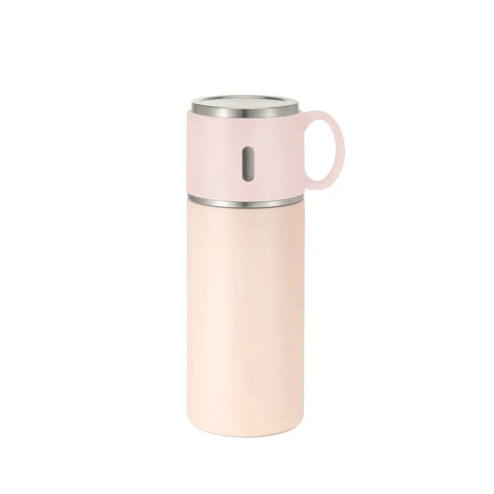 350ml Stainless Steel Bottle with Cup Lid - Pink