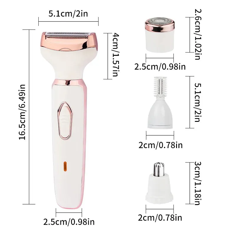 4 in 1 Women Electric Epilator Bikini Eyebrow Nose Lady Trimmer Facial Hair Removal Face Body Painless Female Shaver Depilator