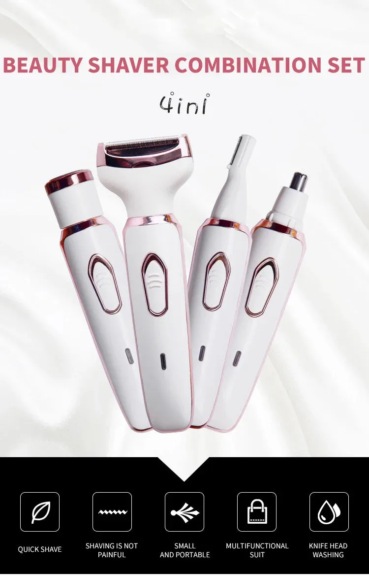 4 in 1 Women Electric Epilator Bikini Eyebrow Nose Lady Trimmer Facial Hair Removal Face Body Painless Female Shaver Depilator