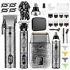 4D 740 All Metal lcd display Men's Shaver Haire Trimmer hair Clippers sets kit with eva bag barber accessories