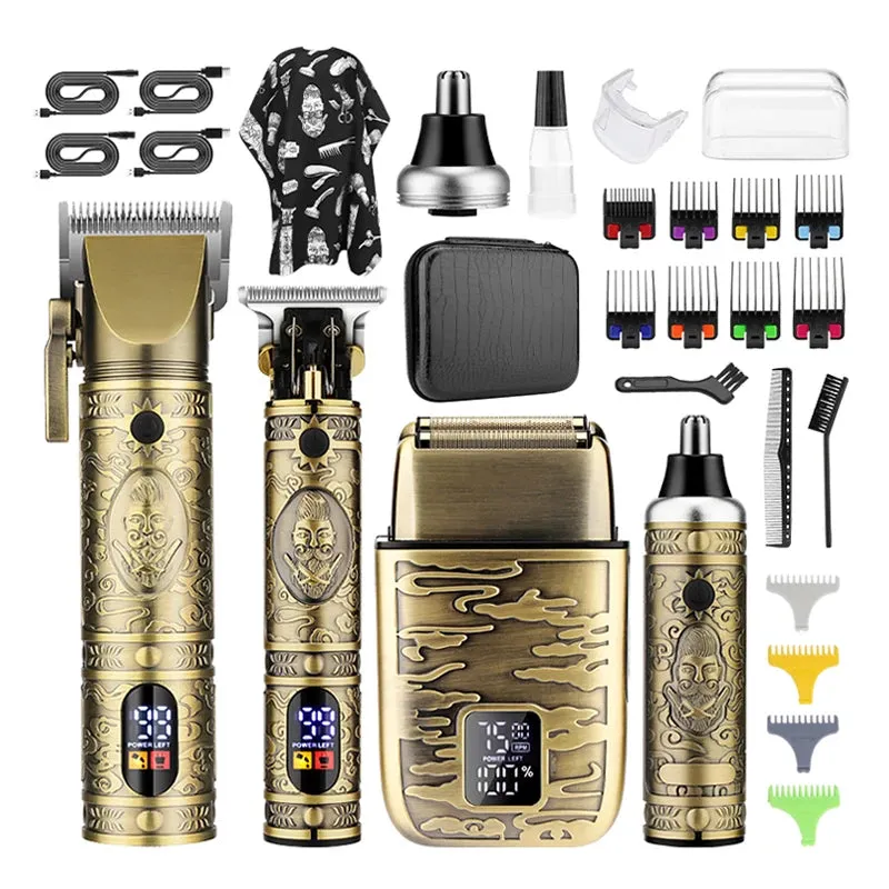 4D 740 All Metal lcd display Men's Shaver Haire Trimmer hair Clippers sets kit with eva bag barber accessories