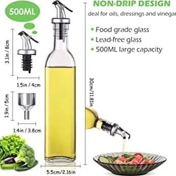 500ml Clear glass oil dispenser bottle