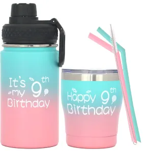 9th Birthday Gifts, 9th Bday Gifts, 9th Birthday Water Bottle, 9