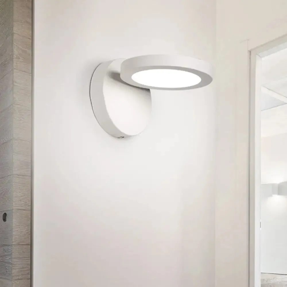 Acrylic Rotating Lens Wall Light: Simplicity in White/Black with Warm/White LED Glow