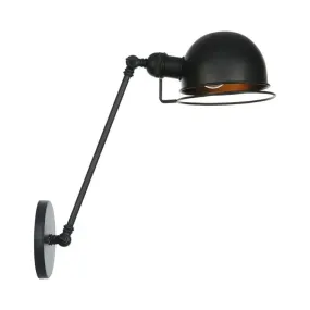 Adjustable Black Industrial Wall Lamp 8"/12" Hemispherical Iron with Wire Guard - Ideal Living Room Reading Light