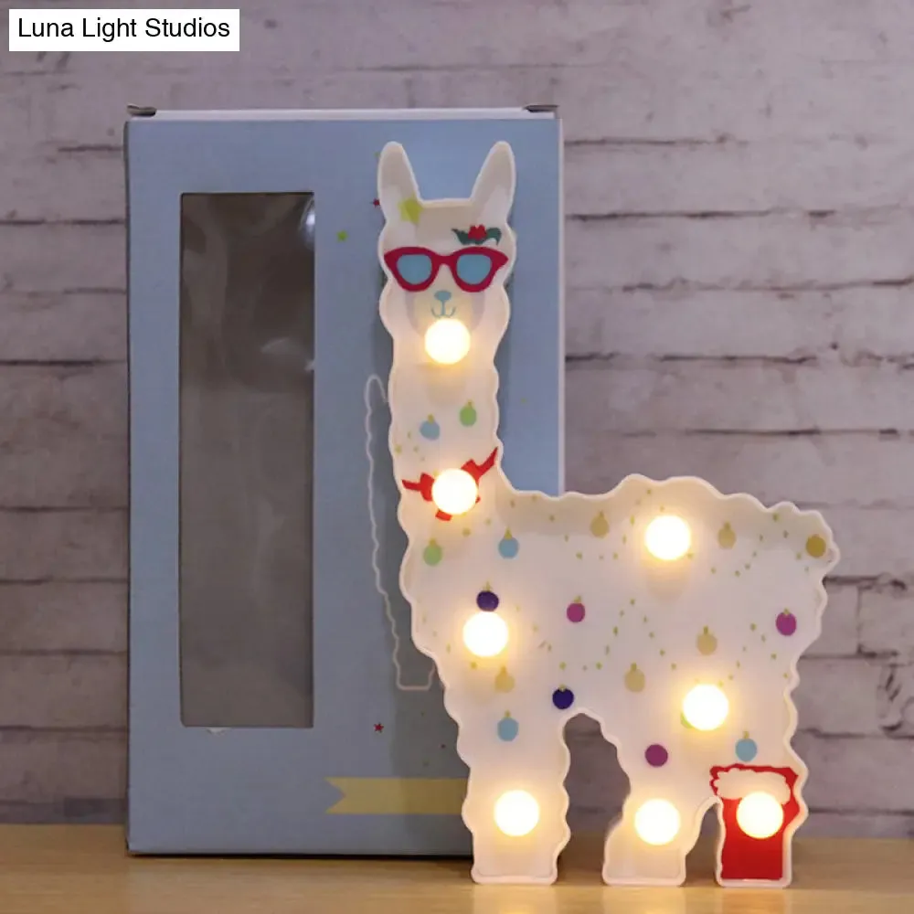 Alpaca LED Table Lamp - Children's White Battery Wall Lighting for Bedroom