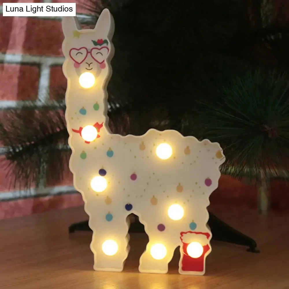 Alpaca LED Table Lamp - Children's White Battery Wall Lighting for Bedroom