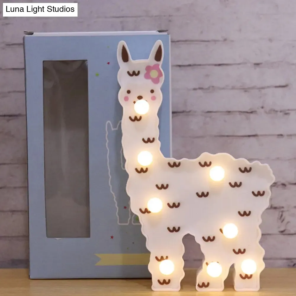 Alpaca LED Table Lamp - Children's White Battery Wall Lighting for Bedroom