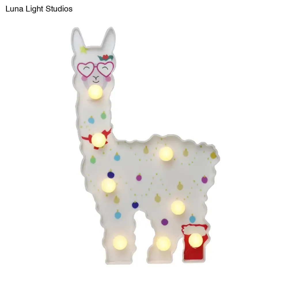 Alpaca LED Table Lamp - Children's White Battery Wall Lighting for Bedroom