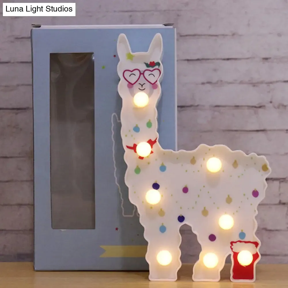 Alpaca LED Table Lamp - Children's White Battery Wall Lighting for Bedroom