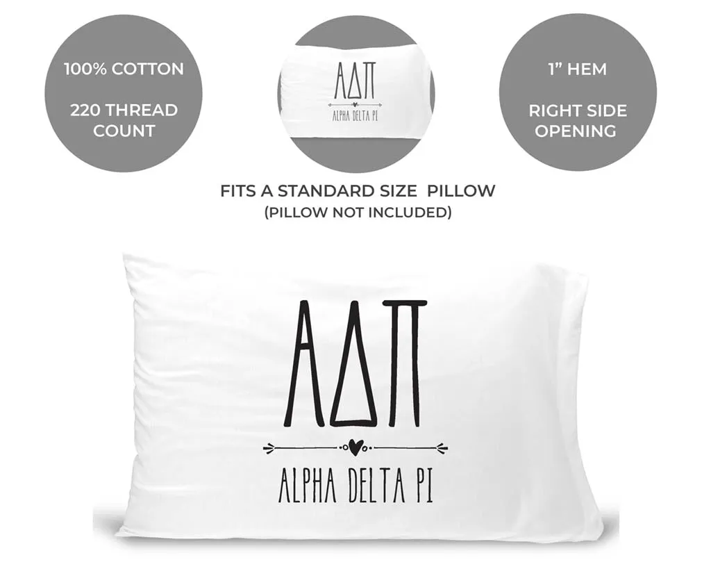 Alpha Delta Pi Boho Greek Letters and Name Pillowcase