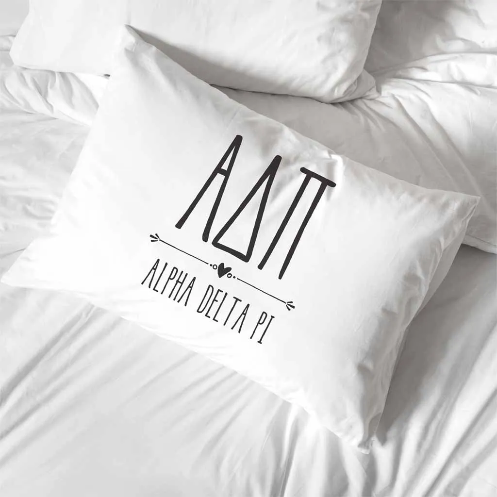 Alpha Delta Pi Boho Greek Letters and Name Pillowcase