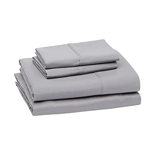 Amazon Basics Lightweight Super Soft Easy Care Microfiber Bed Sheet Set with 14-Inch Deep Pockets - Full, Dark Gray