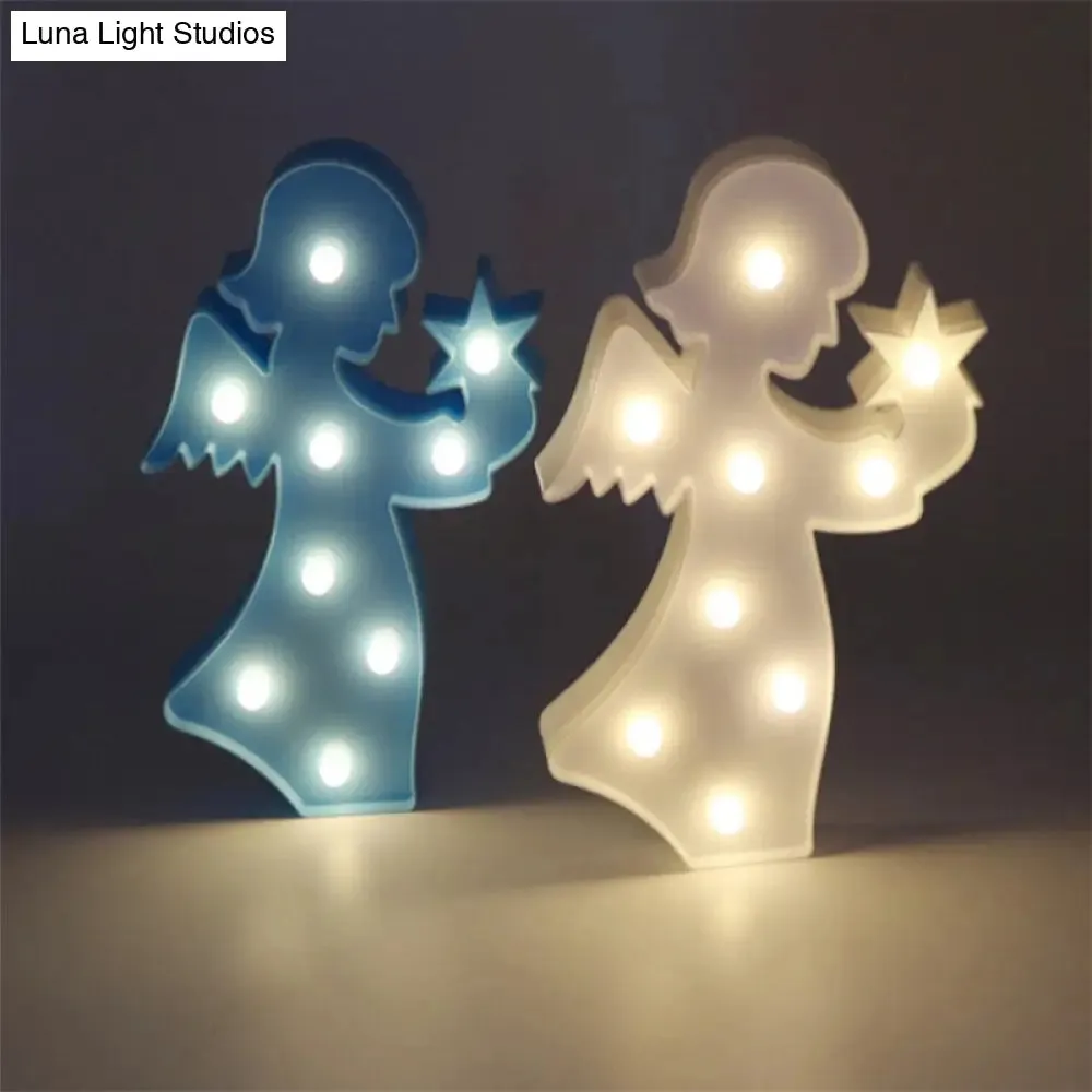 Angel LED Night Stand Lamp: Creative Plastic Wall Night Lighting for Girls' Bedroom