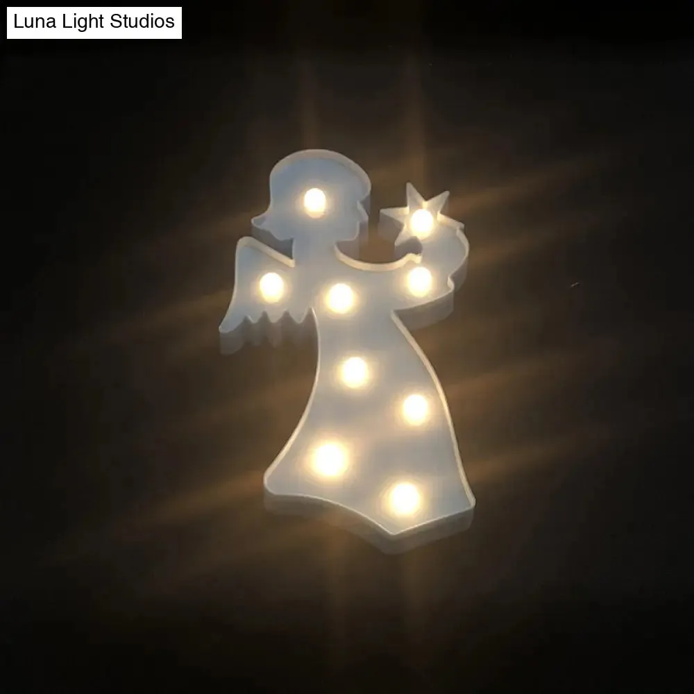 Angel LED Night Stand Lamp: Creative Plastic Wall Night Lighting for Girls' Bedroom