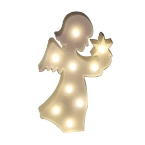 Angel LED Night Stand Lamp: Creative Plastic Wall Night Lighting for Girls' Bedroom