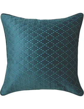 Antique Lattice Teal Square Filled Cushion by Florence Broadhurst