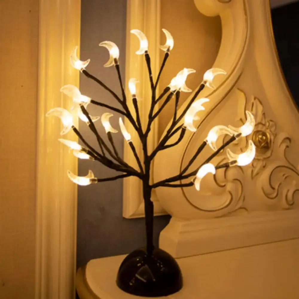 Artistic LED Table Lamp with Black Tree Branch Design - Perfect Nightstand Light for Bedroom