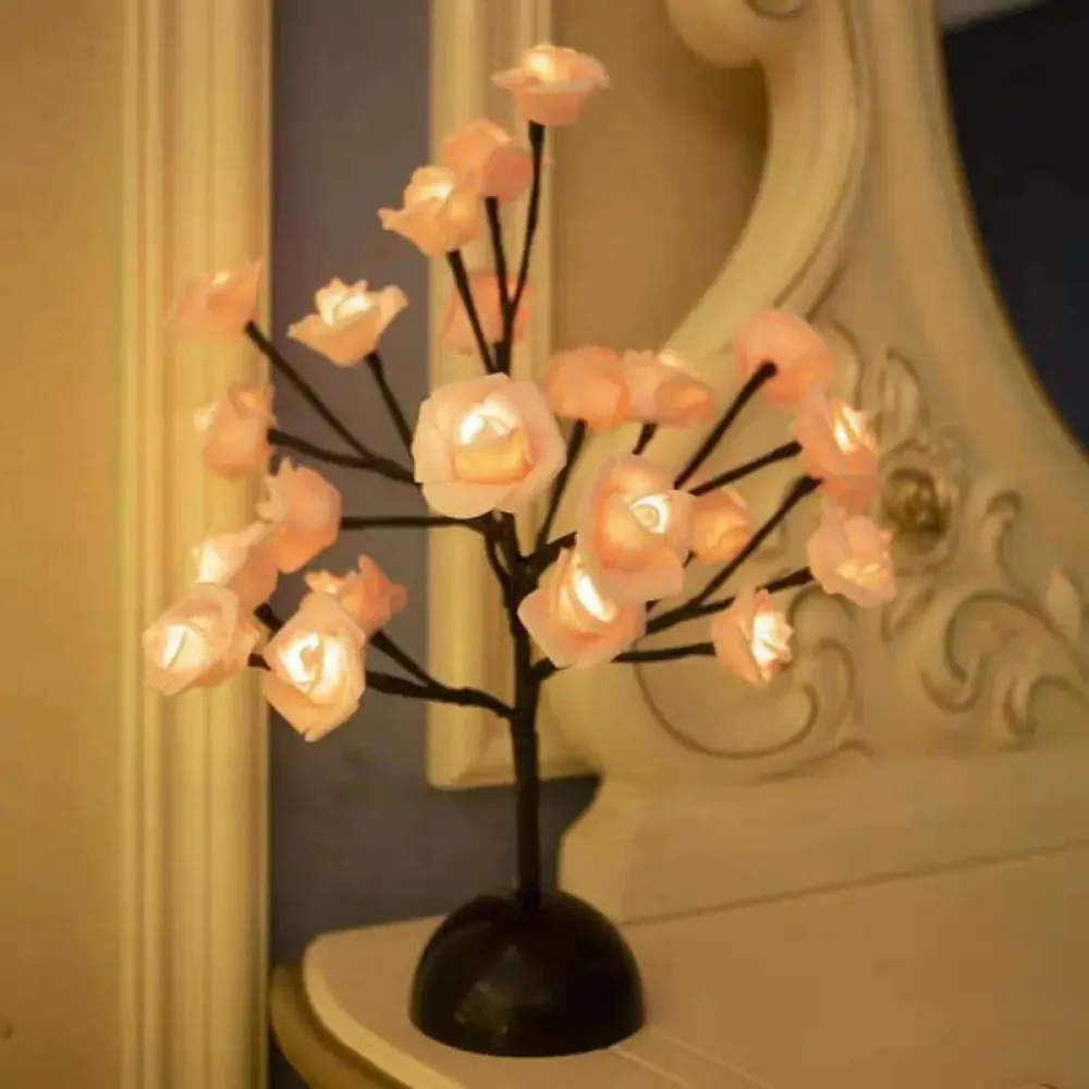 Artistic LED Table Lamp with Black Tree Branch Design - Perfect Nightstand Light for Bedroom