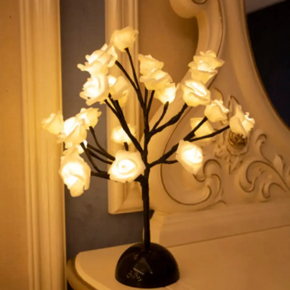 Artistic LED Table Lamp with Black Tree Branch Design - Perfect Nightstand Light for Bedroom