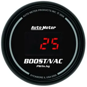 AutoMeter 6359 GAUGE; VAC/BOOST; 2 1/16in.; 30INHG-30PSI; DIGITAL; BLACK DIAL W/RED LED