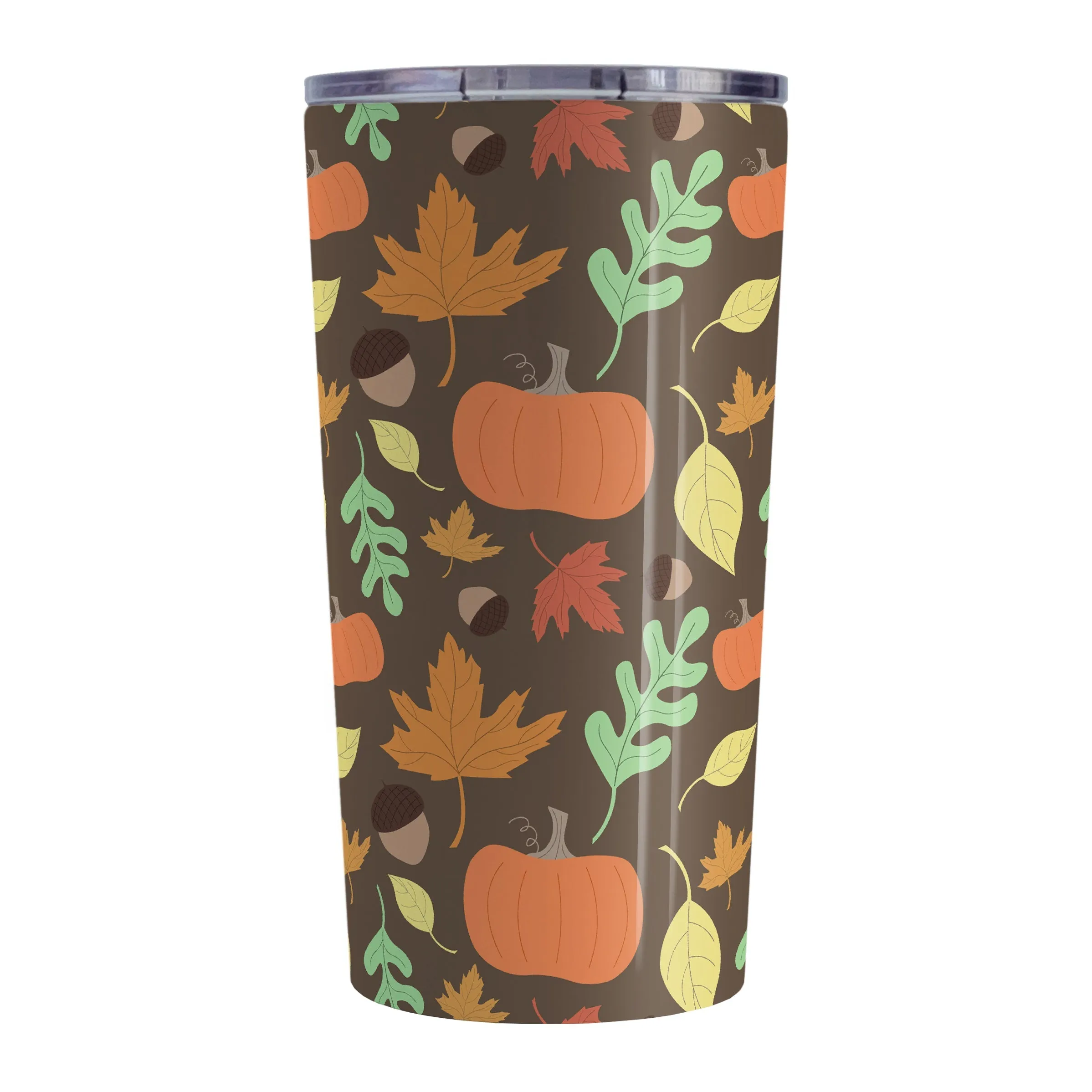 Autumn Pumpkins and Leaves Pattern - Fall Tumbler Cup