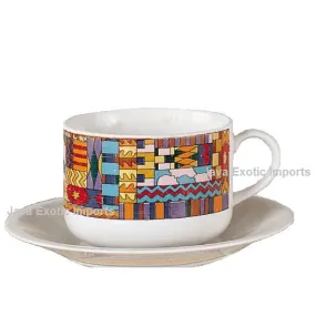 Aztec Latte Design Gift Set of 2 Cups & 2 Saucers