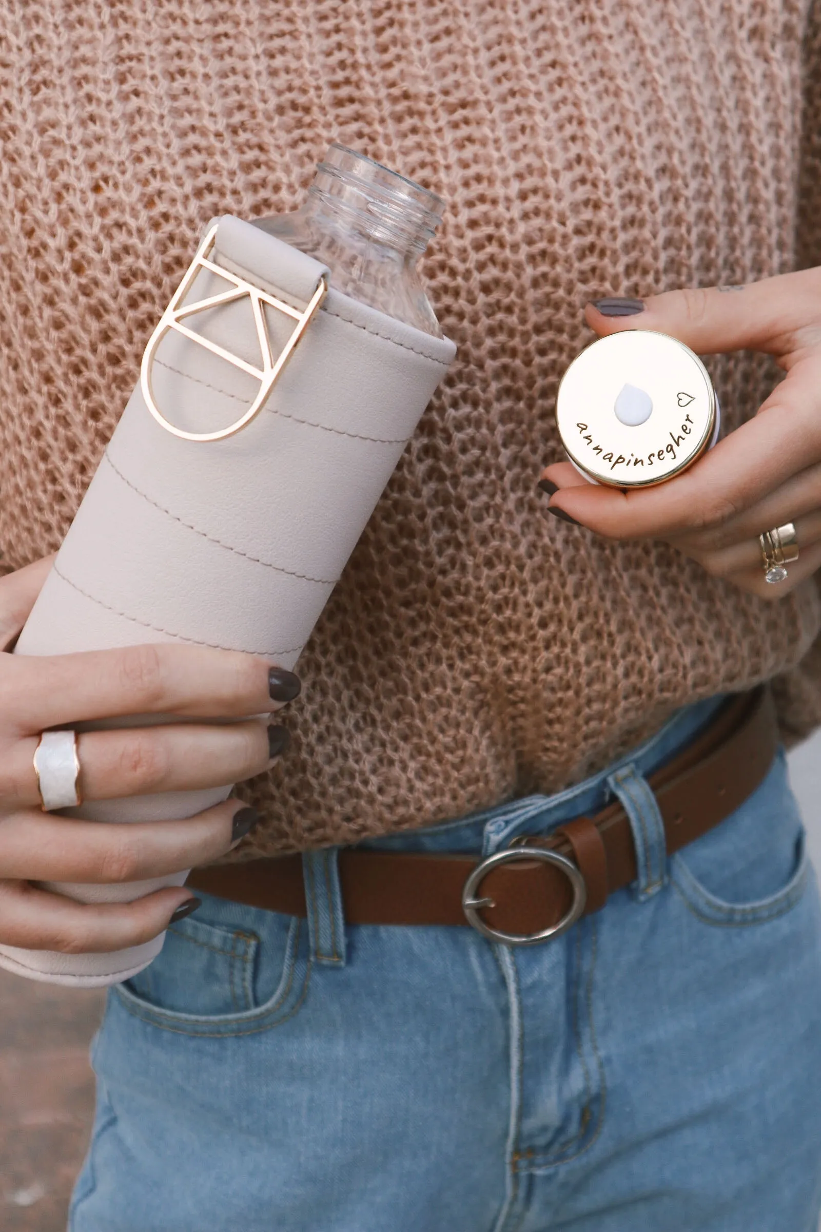 Beige Glass Bottle