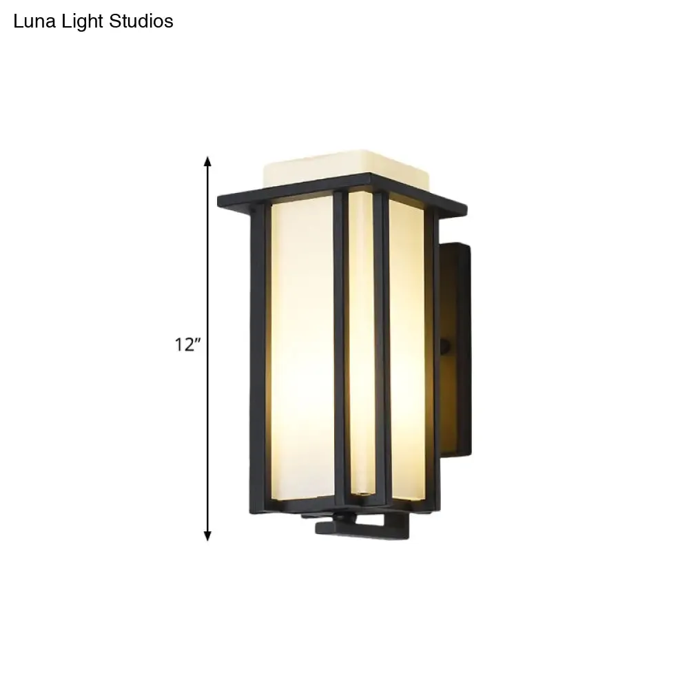 Black Opaline Glass Flush Mount Wall Sconce - 1-Light Rectangle Wall Lighting, Metal Frame (6"/6.5" W)