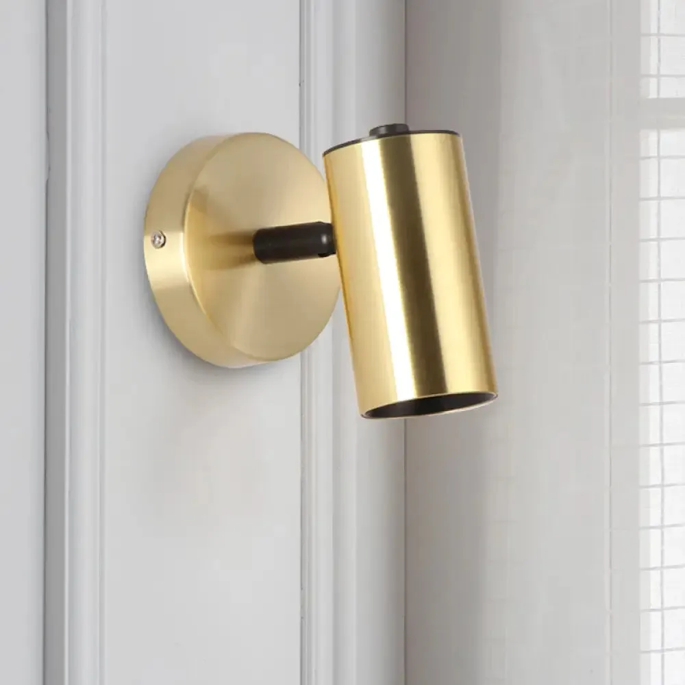 Black/Gold Metallic Tube Wall Sconce with LED Light for Bedside