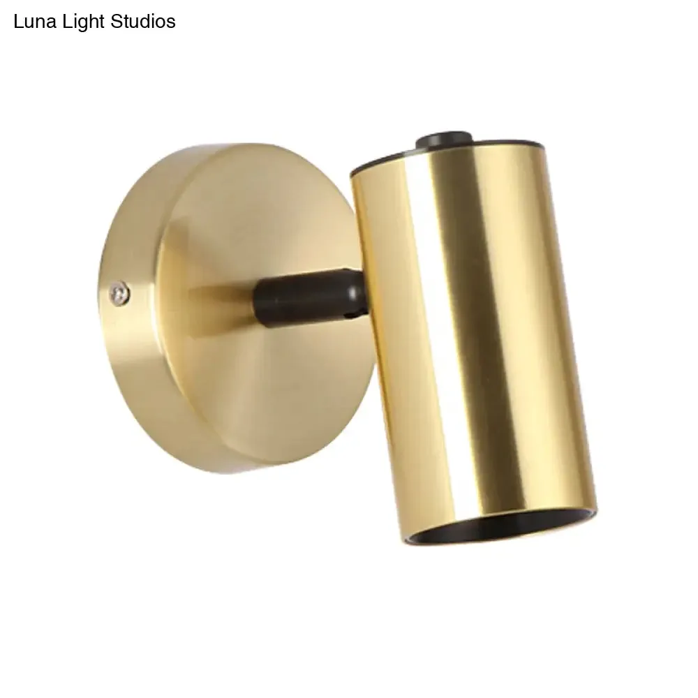 Black/Gold Metallic Tube Wall Sconce with LED Light for Bedside