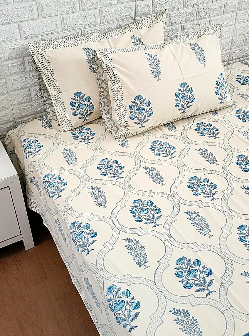 Block Printed Double Bed Sheet - Magnifique