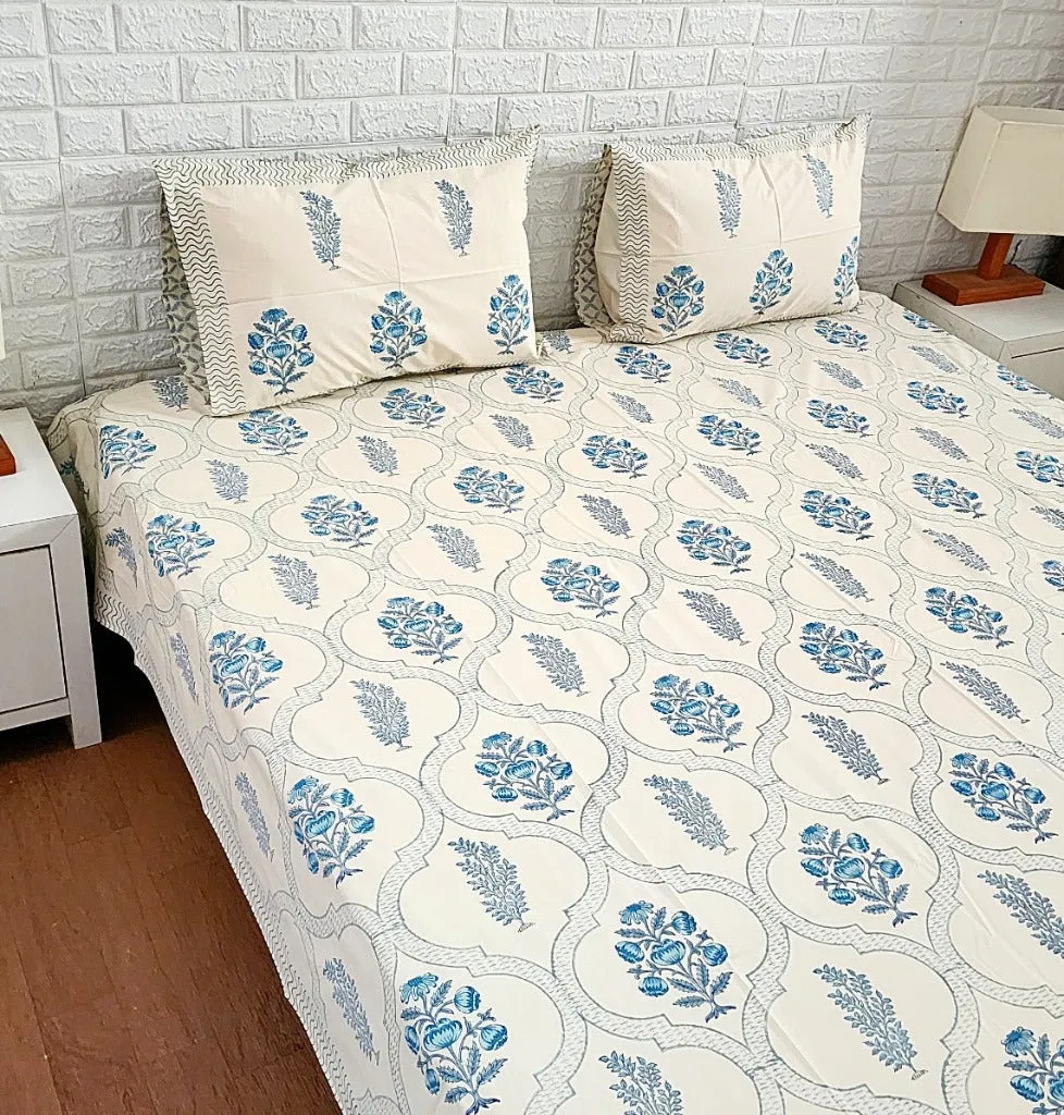 Block Printed Double Bed Sheet - Magnifique