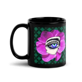 Bloom Eye Black Glossy Mug