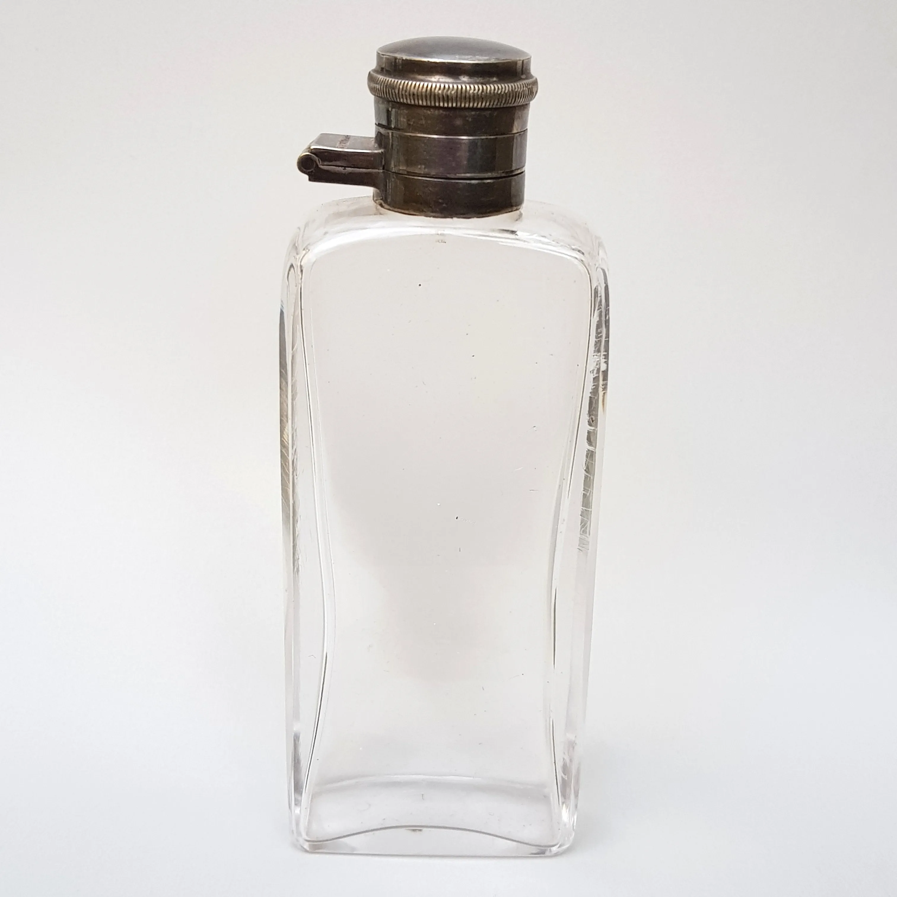 Blown Glass Silver Plate Mounted Perfume Cologne Bottle Flask Harrods Vintage Art Deco Circa 1930