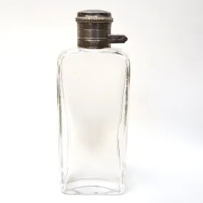 Blown Glass Silver Plate Mounted Perfume Cologne Bottle Flask Harrods Vintage Art Deco Circa 1930