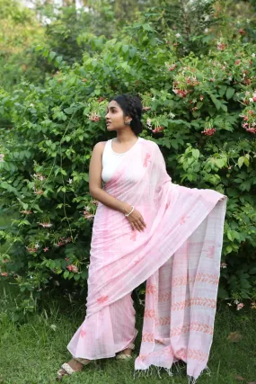 Blush Winged Whispers Handloom Organic Cotton Saree