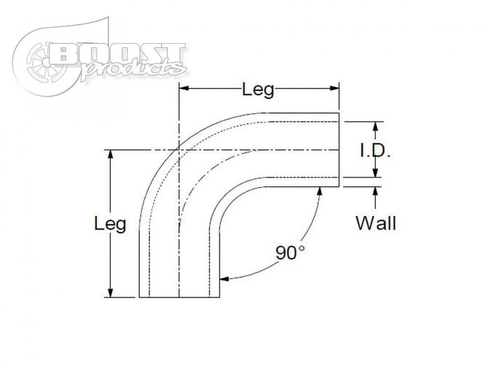 BOOST Products Silicone Elbow 90 Degrees, 32mm (1-1/4") ID, Black