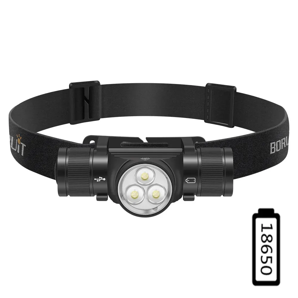 BORUiT HP330 Powerful LED Headlamp Type-C Rechargesble 18650 Headlight Waterproof Camping Fishing Head Torch Emergency Lantern